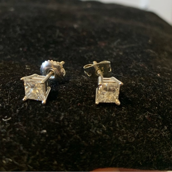 Kay Jewelers Jewelry 8kt White Gold Square Near Colorless Earrings
